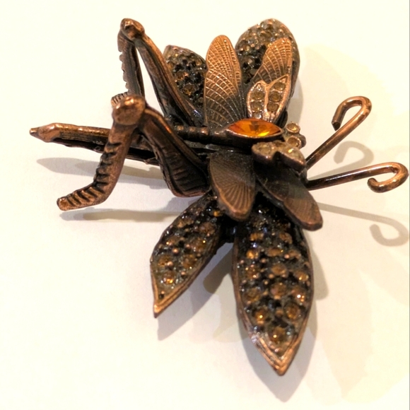 Stunning Handmade D. Pollak Dragonfly Copper Plated Dragonfly Brooch - Picture 3 of 7